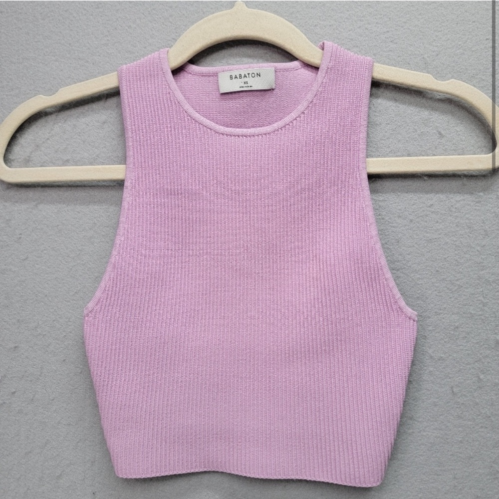 Aritzia Babaton pink sculpt knit tank top